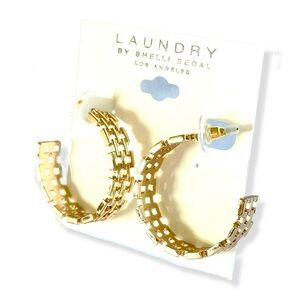 LAUNDRY by Shelli Segal Modern Gold-Tone Hoop Earrings | NWT